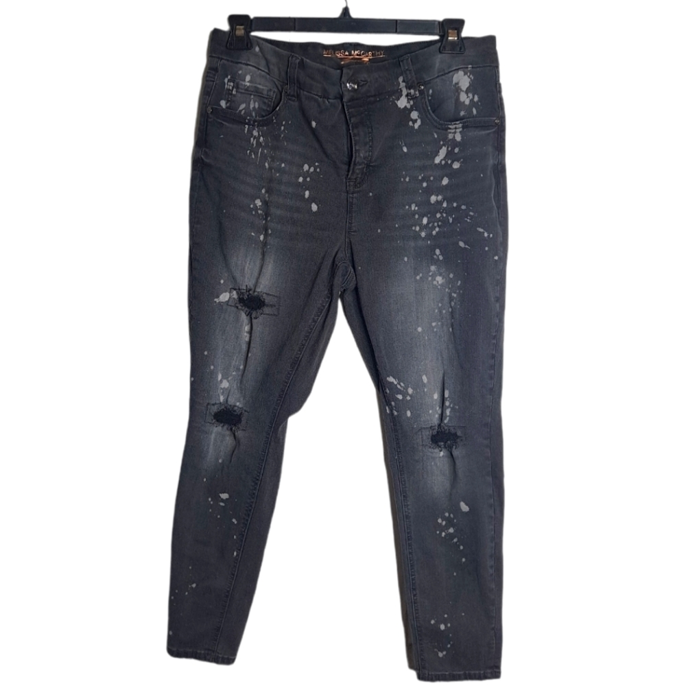 Melissa McCarthy jeans destresed gray black size  16 w